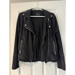 Women's LIVERPOOL Moto Biker Knit Zip Jacket in Black, Size M